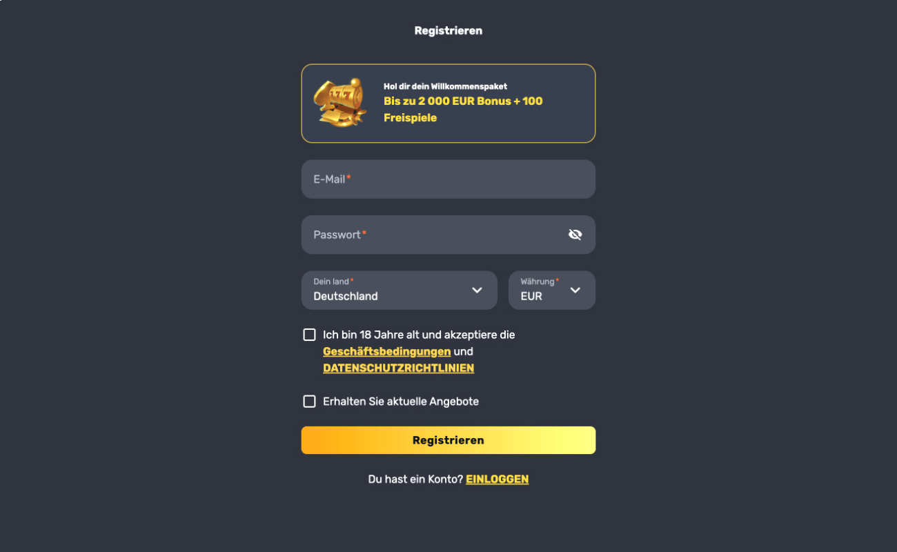 Rocket Play Casino Anmeldeprozess: Registrierungsformular Schritt für Schritt